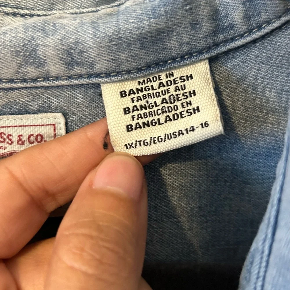 Levi's Ultimate Western Denim‎ Shirt SZ 1X (14-16) - Picture 8 of 14